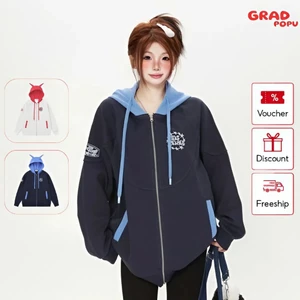 Áo GRADPOPU phong cách đường phố Mỹ TKPA, họa tiết sừng quỷ 3D dáng rộng thời trang mùa thu AK171