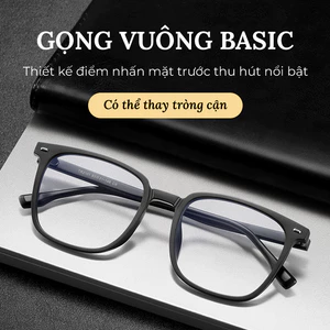 Gọng kính cận nam nữ mắt kính vuông chống tia UV và ánh sáng xanh thời trang Hàn Quốc thay được tròng cận ABICA 548