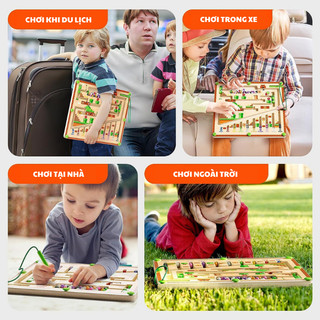 Đồ chơi giáo dục - Đồ chơi gỗ - Đồ chơi trí tuệ - Đồ chơi cho bé, giải mã mê cung nam châm