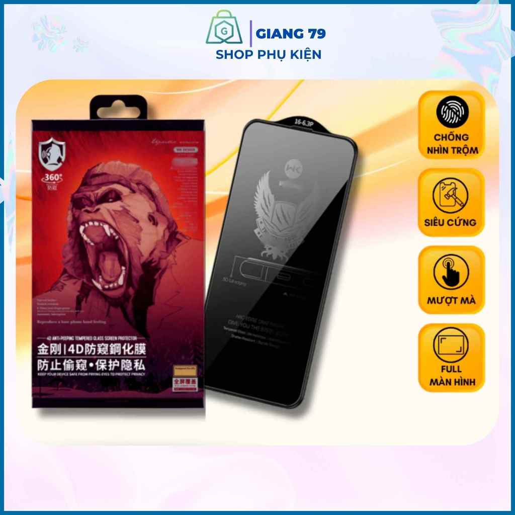 Kính Chống Nhìn Trộm iphone WK Chính Hãng  6G 7G 6P 7P X Xs Max 11 12 13 Pro Max 14 15 Plus Pro Max