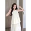 Set Váy kaki Dáng Dài Nữ Cổ Tròn Kèm Chân Váy Xòe Dài Cách Điệu Nhẹ Nhàng Nữ Tính, Set Váy Tiểu Thư