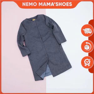 CLOVIS ÁO MANGTO VẢI DẠ CỔ TRÒN MÀU GHI XÁM BẠC (Q220905045)