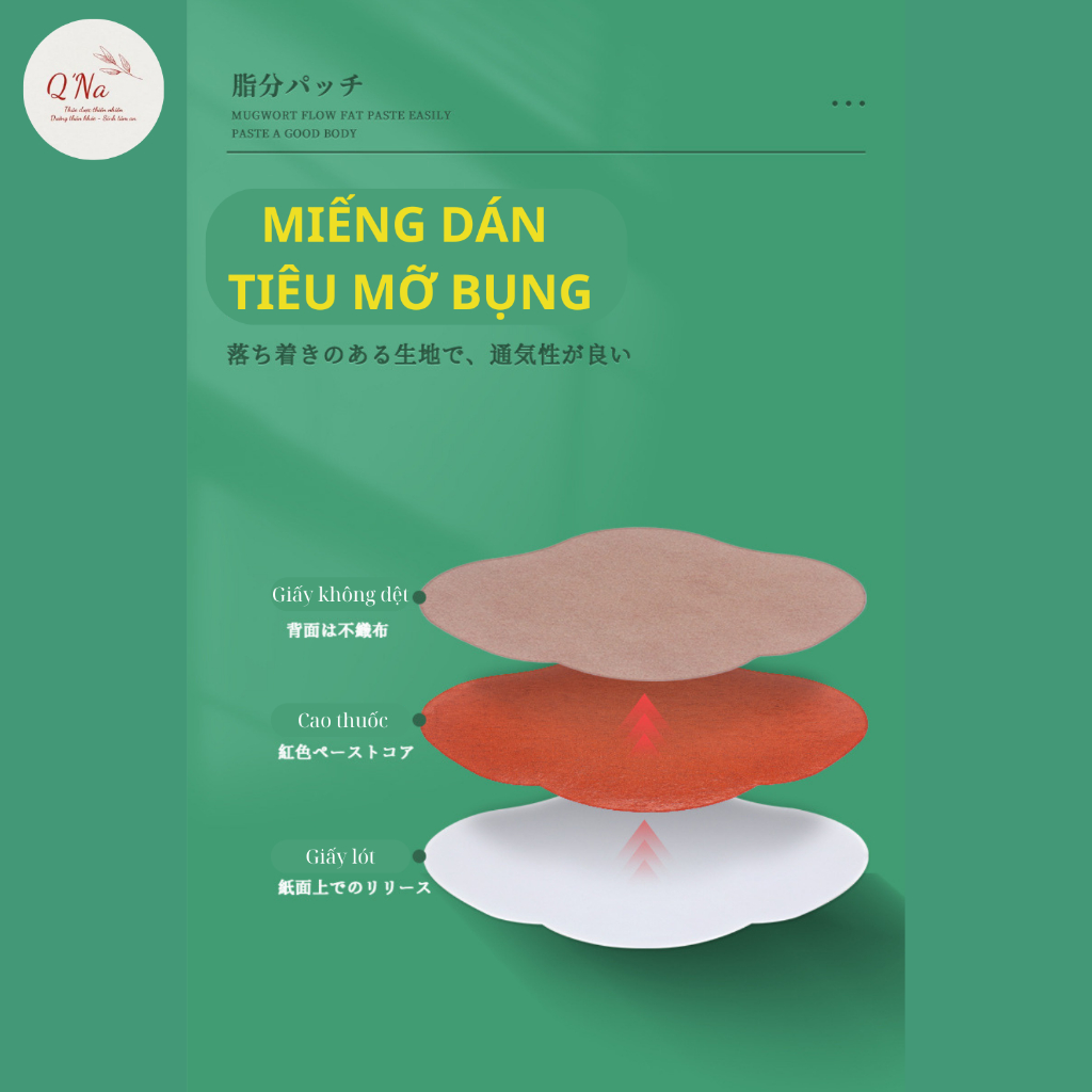 Giảm mỡ bụng, tăng cường chuyển hóa đào thải mỡ, giảm cân an toàn hiệu quả, miếng dán tiêu mỡ bụng