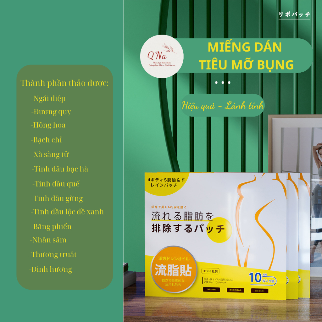 Giảm mỡ bụng, tăng cường chuyển hóa đào thải mỡ, giảm cân an toàn hiệu quả, miếng dán tiêu mỡ bụng