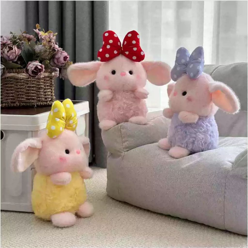 Gấu Bông Thỏ Tai Chuột Mini Đeo Nơ Micky Dễ Thương Quà Tặng Cho Trẻ Em, Bạn Gái Ngày Sinh Nhật, Noel,8/3