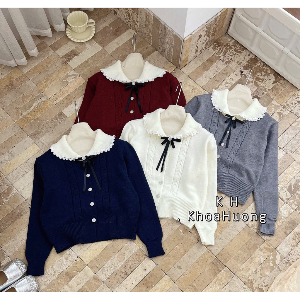 Áo len cổ sen đính nơ tiểu thư, Áo kiểu len lông thỏ mịn AL1933-B2T3 ...