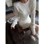 -VÁY LEN KHOÉT LƯNG GỢI CẢM – Trắng/Đen/Nâu – Freesize