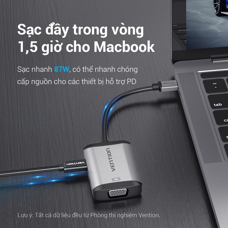 Bộ Chuyển Đổi Vention 4in1 USB C Hub Sang HDMI Vga Cổng Sạc 4K 1080p 3.0 PD Cho Laptop PC Mac