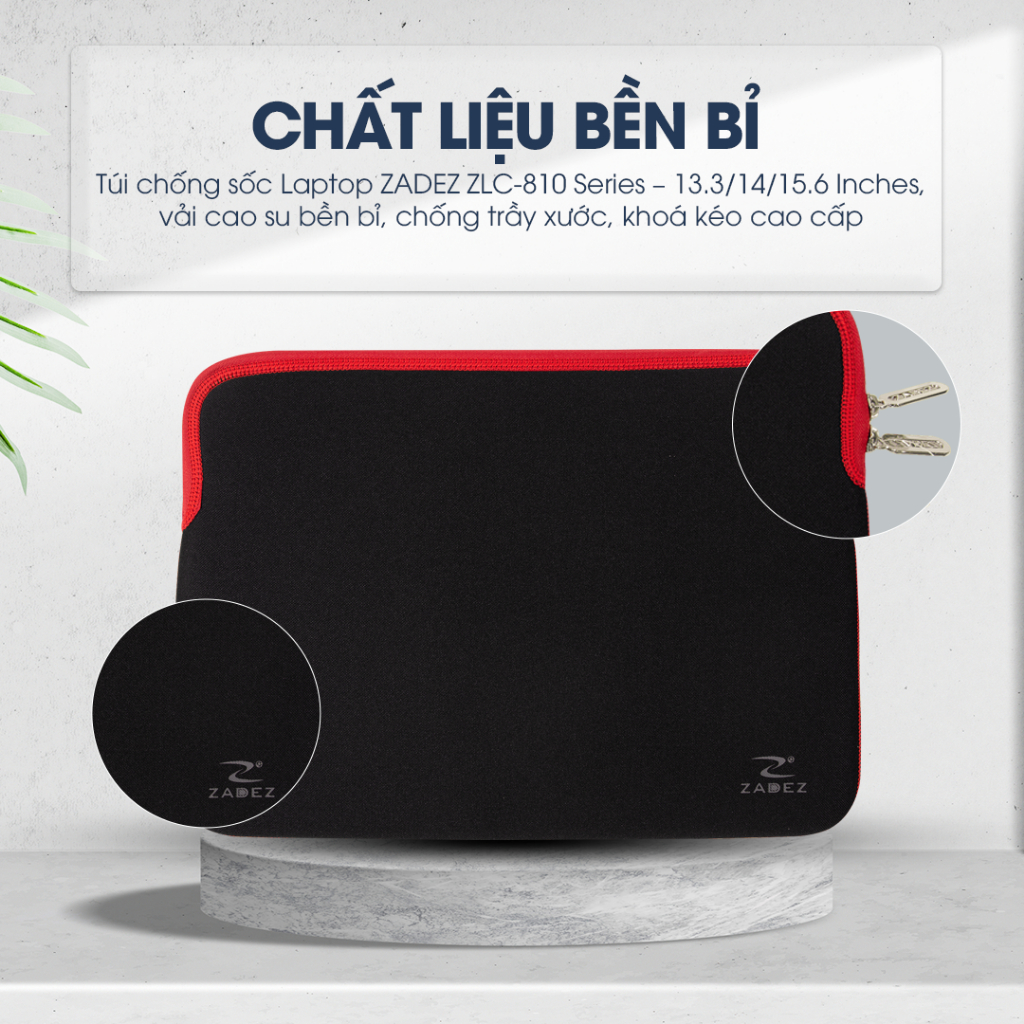 Túi Chống Sốc Laptop ZADEZ ZLC-810 Series – 13.3/14/15.6 Inches, Vải Cao Su Bền, Chống Trầy Xước