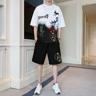 Bộ thể thao phối họa tiết bắt mắt JOURNEY chất vải thun mè thấm hút mồ hôi phong cách unisex k1