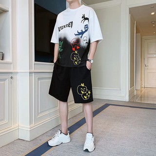 Bộ thể thao phối họa tiết bắt mắt JOURNEY chất vải thun mè thấm hút mồ hôi phong cách unisex k1
