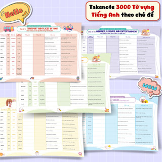 Sách - Set 140 tờ TAKENOTE 3000 Từ Vựng Tiếng Anh Theo Chủ Đề Thông Dụng - Tiên Phong Books