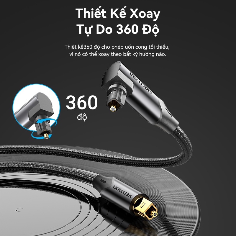Cáp Quang Âm Thanh Vention Cáp Audio Mạ Vàng Tín Hiệu Ổn Định Thiết Kế 90° Tiện Lợi | Nhiều Độ Dài 0.5 - 10m