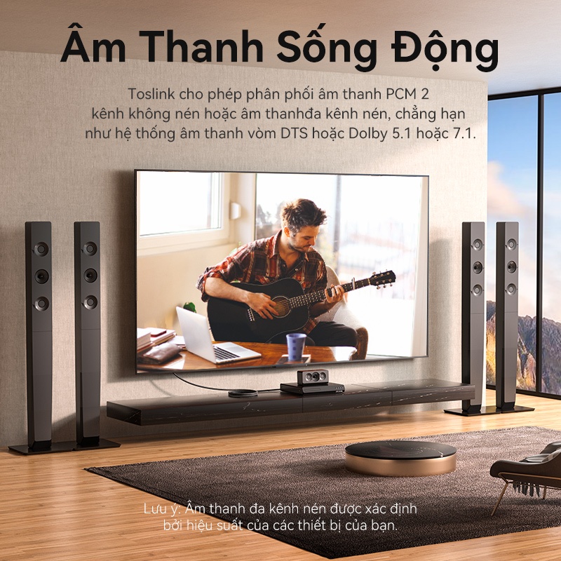 Cáp Quang Âm Thanh Vention Cáp Audio Mạ Vàng Tín Hiệu Ổn Định Thiết Kế 90° Tiện Lợi | Nhiều Độ Dài 0.5 - 10m