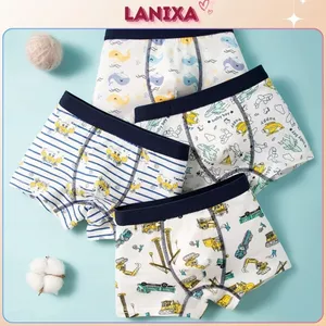 COMBO 4 Quần sịp đùi bé trai kiểu dáng ngộ nghĩnh đáng yêu cotton thấm hút thoáng khí LANIXA L1035