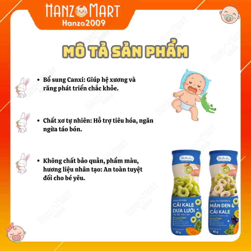 Bánh ăn dặm cho bé BioBaby dạng hũ vị trái cây và rau củ giúp hỗ trợ tiêu hoá cho bé 6 tháng tuổi