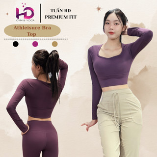 Áo Dài Tay Croptop Tuấn HD,Quần đũi, model: 99182.1.A3011 Cổ Vuông Tập Gym,Chất Poly Co Giãn Cao Cấp