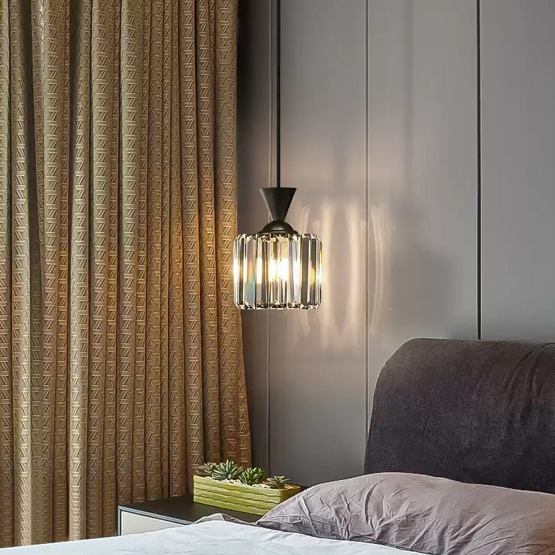Đèn thả bếp đảo hiện đại, khung đen, kính trong suốt, bóng E27, bảo hành 1 năm