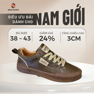 [ NEAN SHOES ] Giày Sneaker Nam NEAN Shoes Da Cao Cấp Đế Cao Su Đúc Êm Ái 4 Màu Nâu Đen Kem Trắng