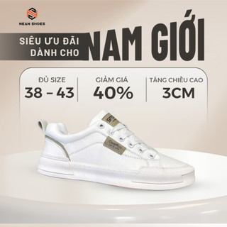 [ NEAN SHOES ] Giày Sneaker Nam Cổ Lửng Da Cao Cấp Đế Cao Su Đúc Tăng Chiều Cao 4 Màu Nâu Đen Kem Trắng
