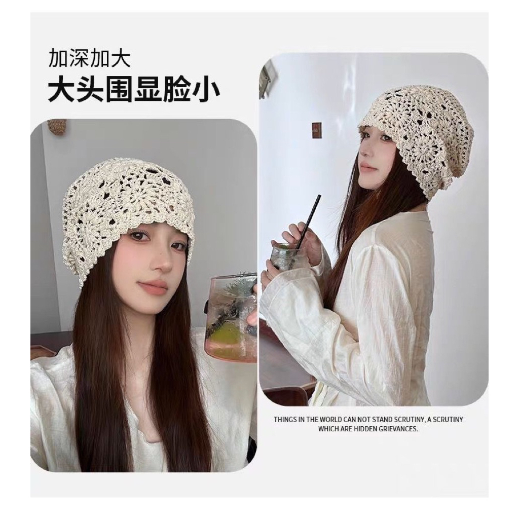 MŨ REN HOA NỮ – 3 MÀU SIÊU XINH-Size: 54–59cm (co giãn nhẹ)