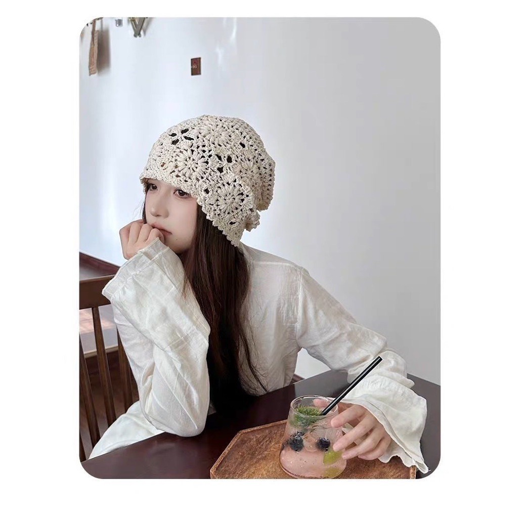 MŨ REN HOA NỮ – 3 MÀU SIÊU XINH-Size: 54–59cm (co giãn nhẹ)