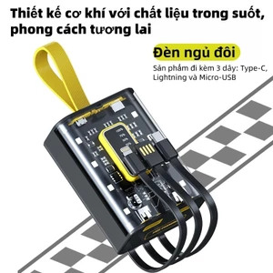Phong cách Cyberpunk｜Pin dự phòng 20000mAh 3 dây sạc nhanh dung lượng lớn tích hợp đèn led chiếu sáng