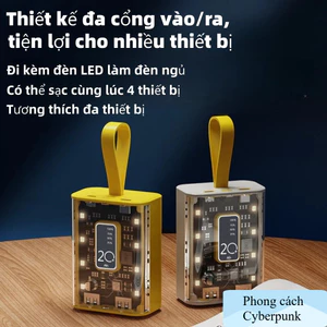 Pin dự phòng 20000mAh, sạc nhanh 22,5W, tích hợp 3 cáp sạc nhanh