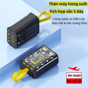 Pin dự phòng 20000mAh, sạc nhanh, cáp 3 trong 1, dung lượng lớn, thiết yếu cho du lịch và chơi game.