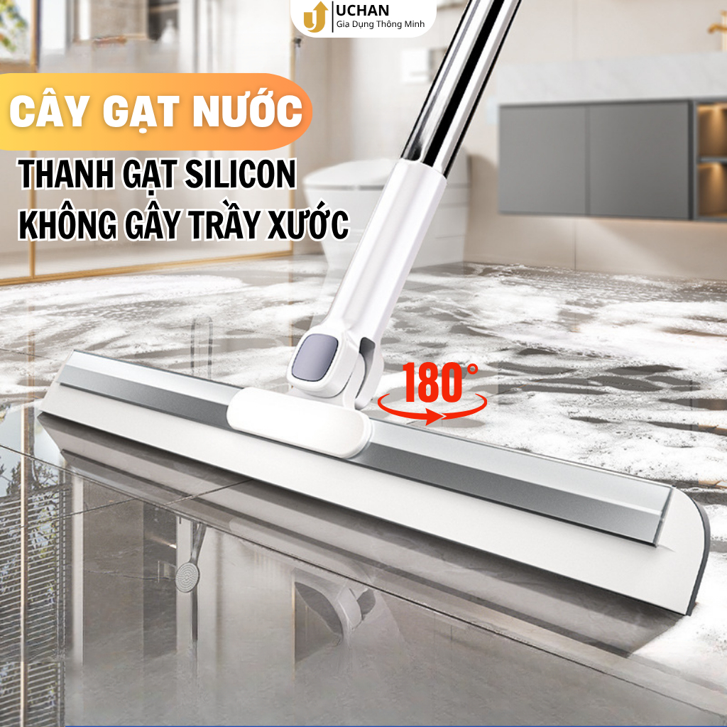 Cây gạt nước sàn nhà tắm khô ráo chống trượt đầu gạt bằng silicon cán...