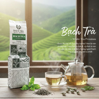 [TẶNG BÌNH] Bạch Trà Shan Tuyết Cao Cấp Bách Trà | Trà Trắng 1 Tôm 2 Lá | Đậm Vị, Thanh Mát, Ngọt Hậu | Gói 100g