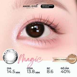 Lens giãn tròng màu đen tự nhiên có độ 0-6 Magic Black hiệu Angel Eyes, kính giãn tròng đen 14.5