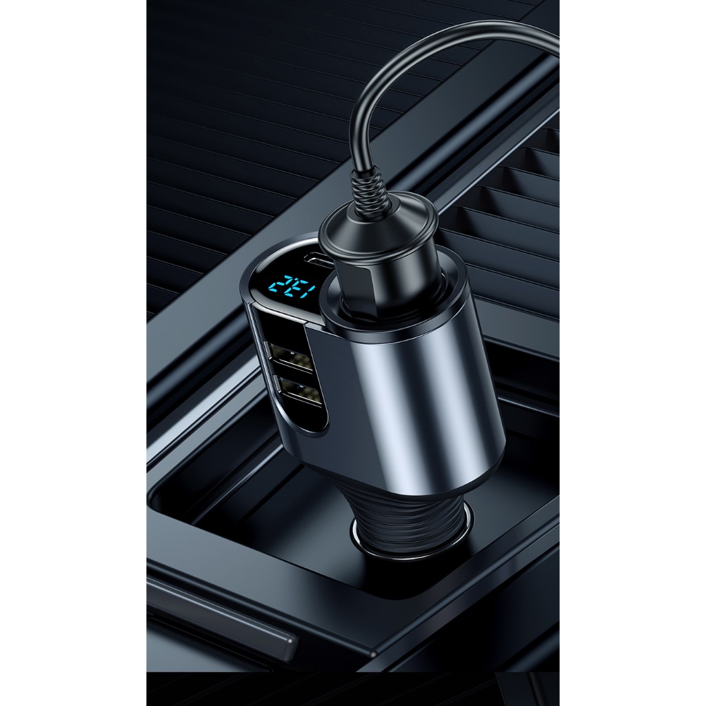 Tẩu chia sạc ô tô - Tẩu chia nguồn ô tô Cao Cấp 2 ổ - Kèm 2 Cổng USB - Type-C hỗ trợ sạc nhanh các thiết bị
