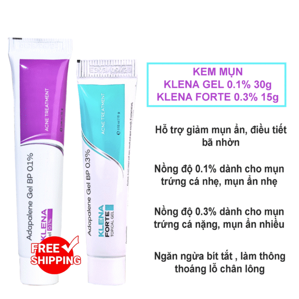 Kem mụn Klena Forte 0.1% 0.3% hỗ trợ giảm mụn ẩn, giảm mụn mờ thâm an toàn chính hãng
