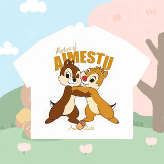 Áo Thun Boxy  Form Rộng Tay Ngắn Cotton Cổ Tròn Nam Nữ Hoạt Hình "SÓC CHIP DALE" Unisex Hot Trend