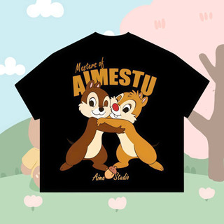 Áo Thun Boxy  Form Rộng Tay Ngắn Cotton Cổ Tròn Nam Nữ Hoạt Hình "SÓC CHIP DALE" Unisex Hot Trend