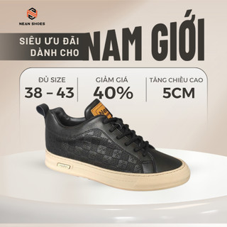 [ NEAN SHOES ] Giày Sneaker Cổ Lửng Da Bò Thật NEAN SHOES Đế Cao Su Chống Trượt Tăng Chiều Cao Nam