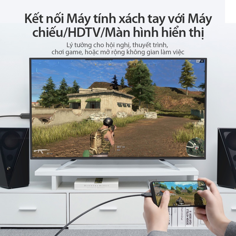Bộ chuyển đổi  Type C sang HDMI Vention Hỗ Trợ 4K 30Hz, Kết Nối Laptop, Điện Thoại Ra TV, Màn Hình