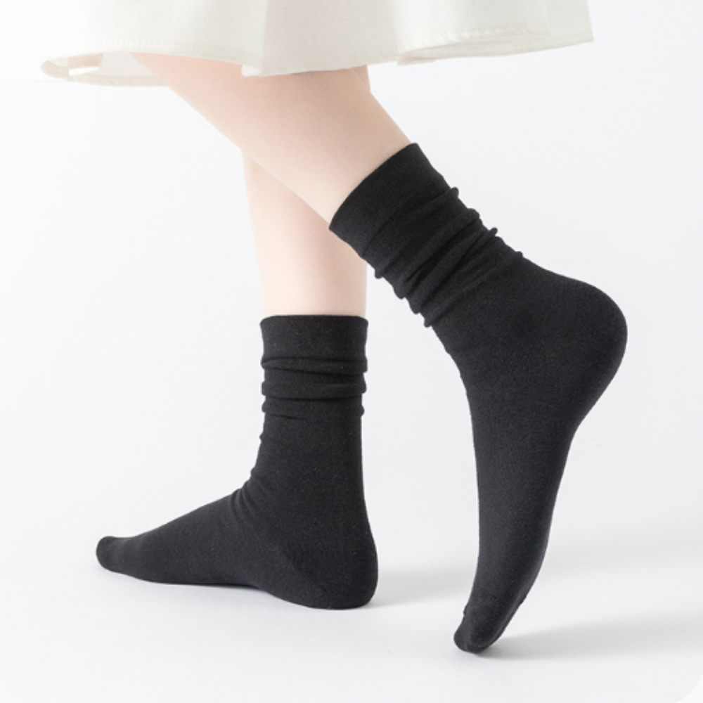 Tất nữ cỗ cao trung chất cotton trơn mịn, Vớ nữ cao cổ  giữ ấm, khử mùi tốt ZANABRA T786