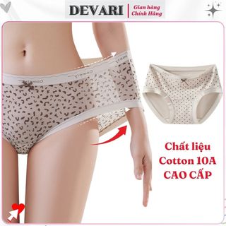 Quần lót nữ cao cấp cạp vừa tôn dáng gợi cảm đáy lót cotton kháng khuẩn họa tiết xinh DEVARI L8383