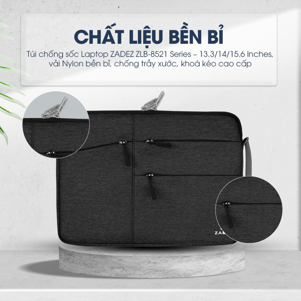 Túi Chống Sốc Laptop ZADEZ ZLB-8521 Series – 13.3/14/15.6 Inches, Vải Nylon Bền Bỉ, Chống Trầy Xước