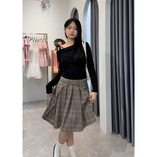 𝐒𝐚𝐛𝐥𝐞 𝐒𝐤𝐢𝐫𝐭 - Chân váy caro nữ xếp ly dáng lửng nhien.official NCV00021