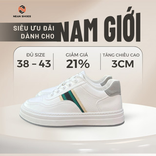 Giày Nam Cổ Lửng Na290 Da Microfiber Cao Cấp Đế Cao Su Đúc Êm Chân Chống Trơn Màu Trắng Kem
