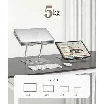 Digimix | Giá Đỡ Laptop Kiêm Đế Tản Nhiệt Laptop E17 Từ Thép Carbon Cao Cấp Vững Chắc, Chân Đế Xoay 360 Độ