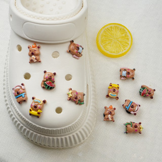 Bộ 12 Sticker, Charm 3D CAPYBARA 2 DIY gắn Dép Sục, Cá Sấu JB-151 Mita