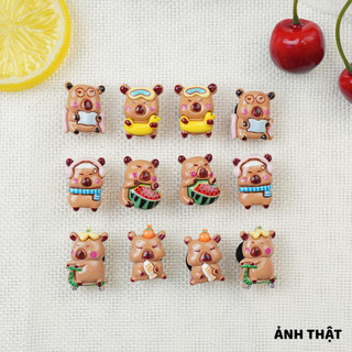 Bộ 12 Sticker, Charm 3D CAPYBARA 2 DIY gắn Dép Sục, Cá Sấu JB-151 Mita