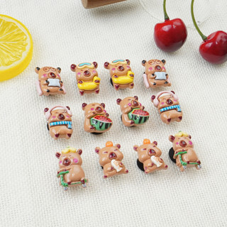 Bộ 12 Sticker, Charm 3D CAPYBARA 2 DIY gắn Dép Sục, Cá Sấu JB-151 Mita