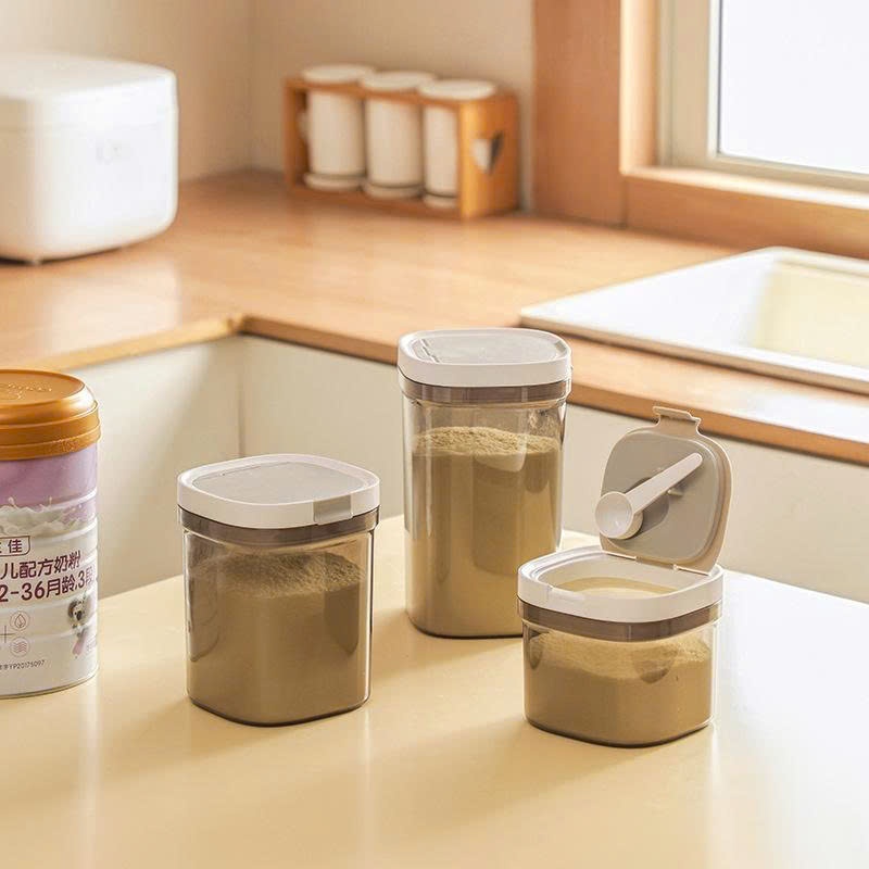 Hộp Trữ Sữa Bột Chống Ẩm, Hộp Đựng Sữa, Bảo Quản Thực Phẩm Khô Kín Khí Kèm Thìa Và Thanh Gạt