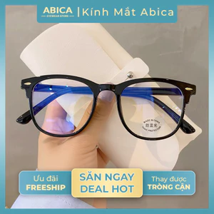 Kính mắt râm mát nam nữ mắt kính không độ chống ánh sáng xanh và tia UV phong cách Hàn Quốc thay được tròng cận 012