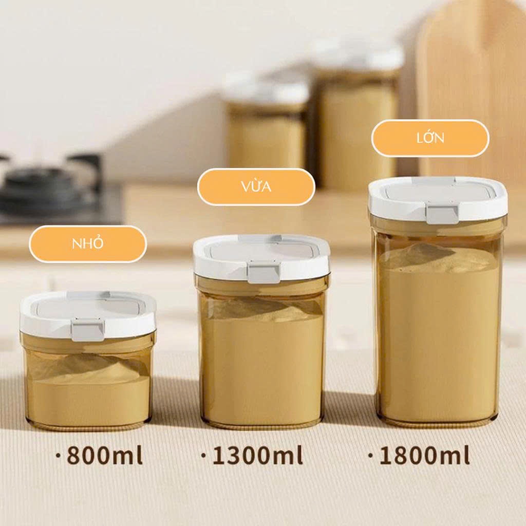 Hộp Trữ Sữa Bột Chống Ẩm, Hộp Đựng Sữa, Bảo Quản Thực Phẩm Khô Kín Khí Kèm Thìa Và Thanh Gạt